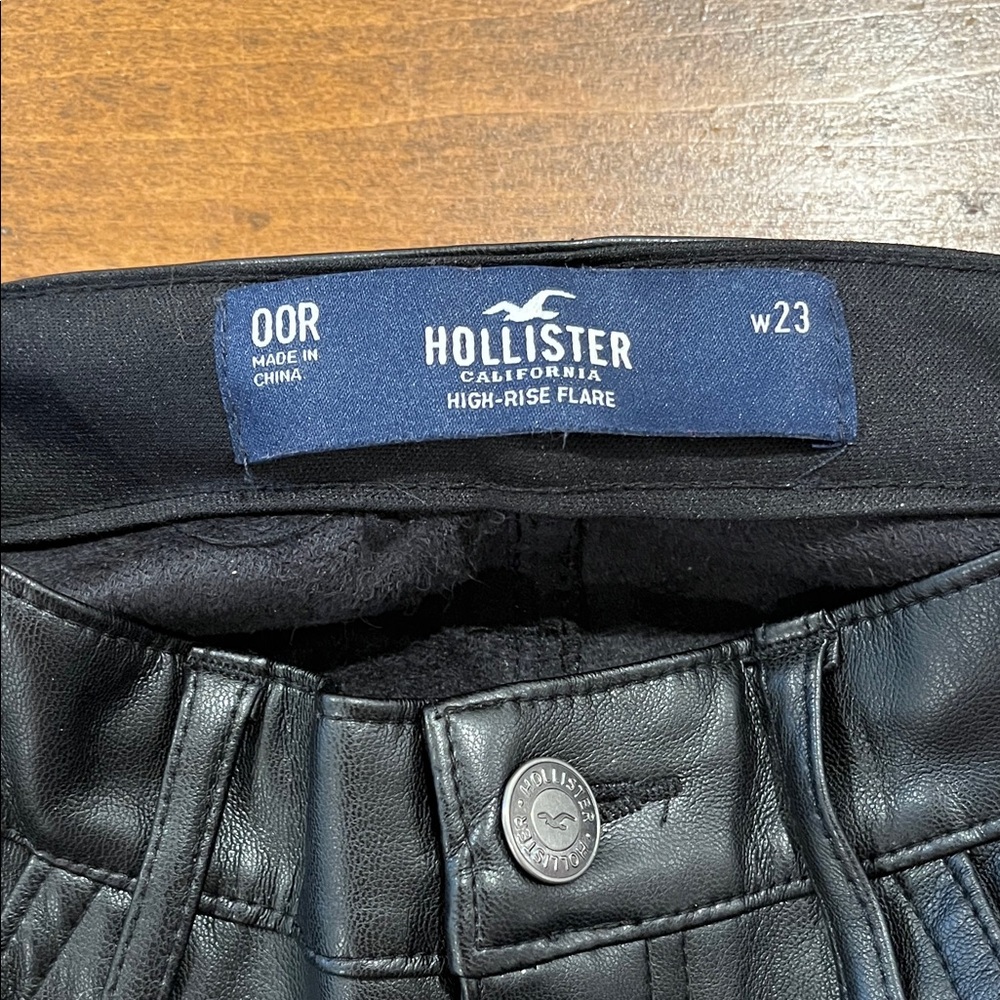 Hollister Black Leather High-Rise Flare Pants